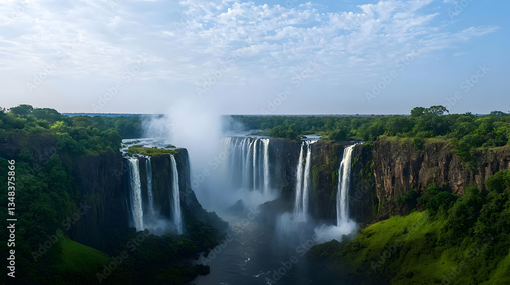 Fototapeta premium Victoria Falls Panorama In Africa