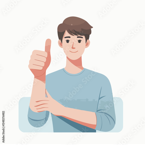 Vector of a young man giving a thumbs up in appreciation
