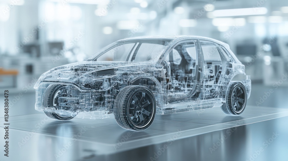 Naklejka premium Transparent Car Design: Automotive Innovation