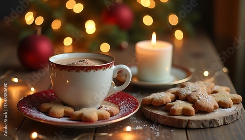 Wallpaper Mural Christmas cookies and coffee on a plate for a cozy morning breakfast Torontodigital.ca