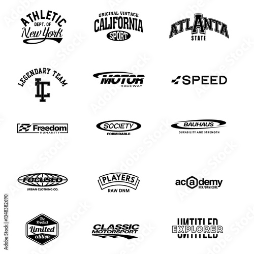 Set streetwear  ideas for a clothing brand. Design vector typography for t-shirt streetwear clothing.