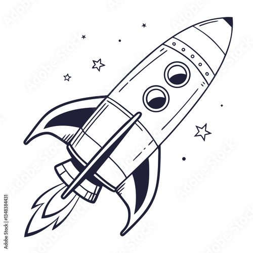 Rocket illustration, space vector clipart for technology, innovation, and science fiction themes