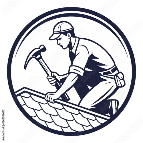 Roofer at Work Illustration for Construction, Repair, and Roofing Services


vices

