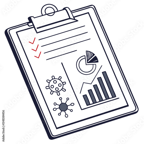 Medical Report Clipboard Illustration for Research, Data Analysis, and Healthcare

