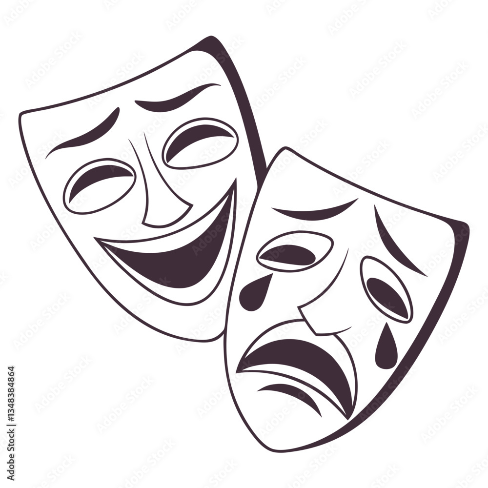 Comedy and Tragedy Masks Illustration for Theater, Drama, and Art
Comedy and Tragedy Masks Illustration for Theater, Drama, and Art