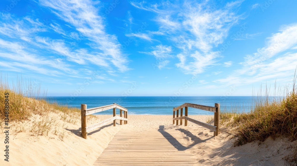 Coastal walkway to a tranquil ocean Coastal walkway to a tranquil ocean