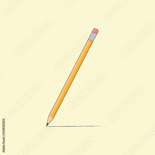 Pencil with Eraser Vector Illustration. Art tools for drawing, drawing supplies, stationery.
