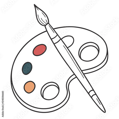 Painter’s Palette and Brush Illustration for Art, Design, and Creativity Branding

