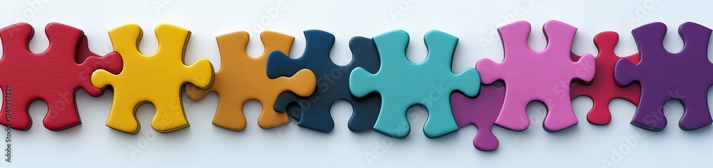 Fototapeta premium Colorful puzzle pieces arranged in a row