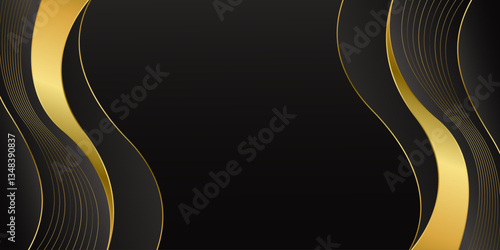 Elegant Black and Gold Abstract Wave Background. Modern luxury design. Suitable for Invitations, awards, templates, banners, covers, posters, presentations, websites, and pages