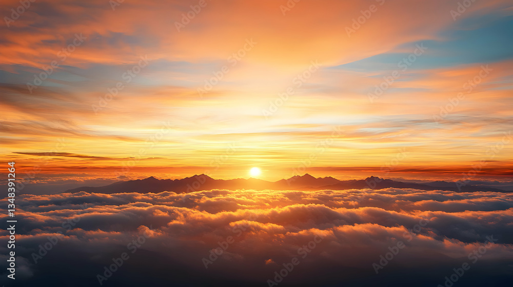 Stunning Aerial Sunset Over Clouds Stunning Aerial Sunset Over Clouds