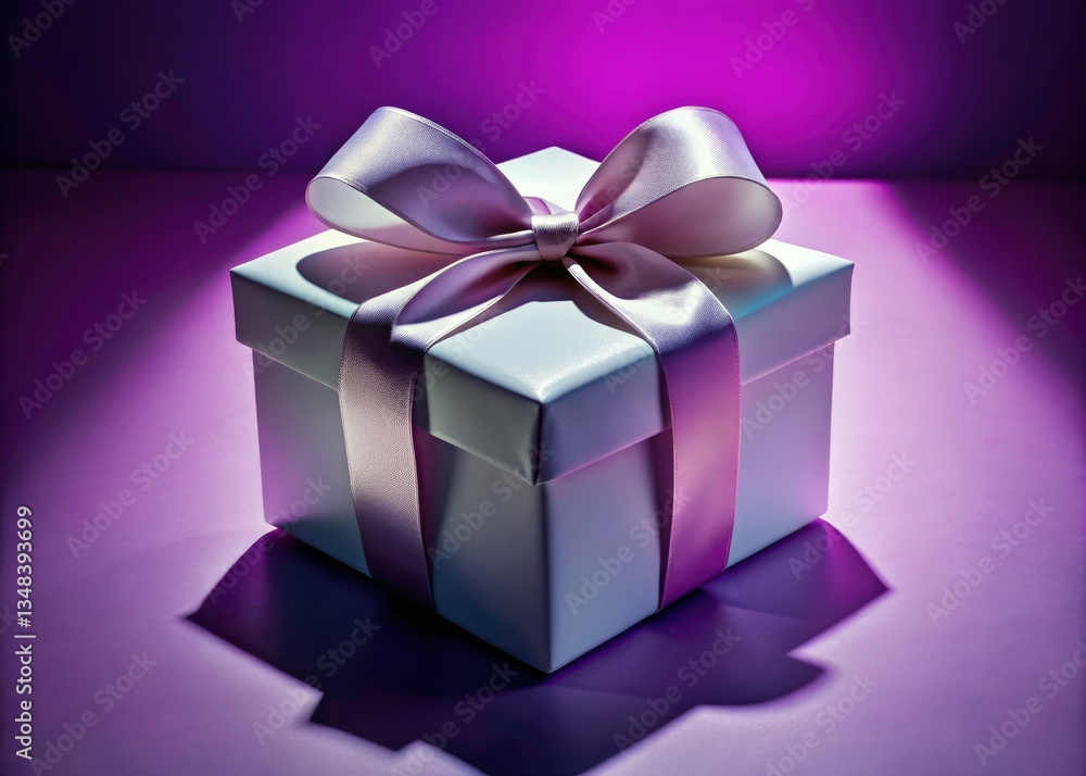 Obraz premium Silhouette Gift Box: Magnetic Closure, Satin Bow, Matte White, Photorealistic