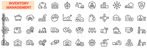 Inventory Management Icon Set – Warehouse, Logistics, Stock Control, Supply Chain, Shipping, ERP, Distribution, Procurement
