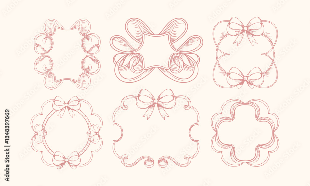 Modern seamless vector-style illustration decorative frames with a vintage aesthetic, easily editable. Modern seamless vector-style illustration decorative frames with a vintage aesthetic, easily editable.