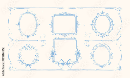 Modern seamless vector-style illustration decorative frames with a vintage aesthetic, easily editable.
