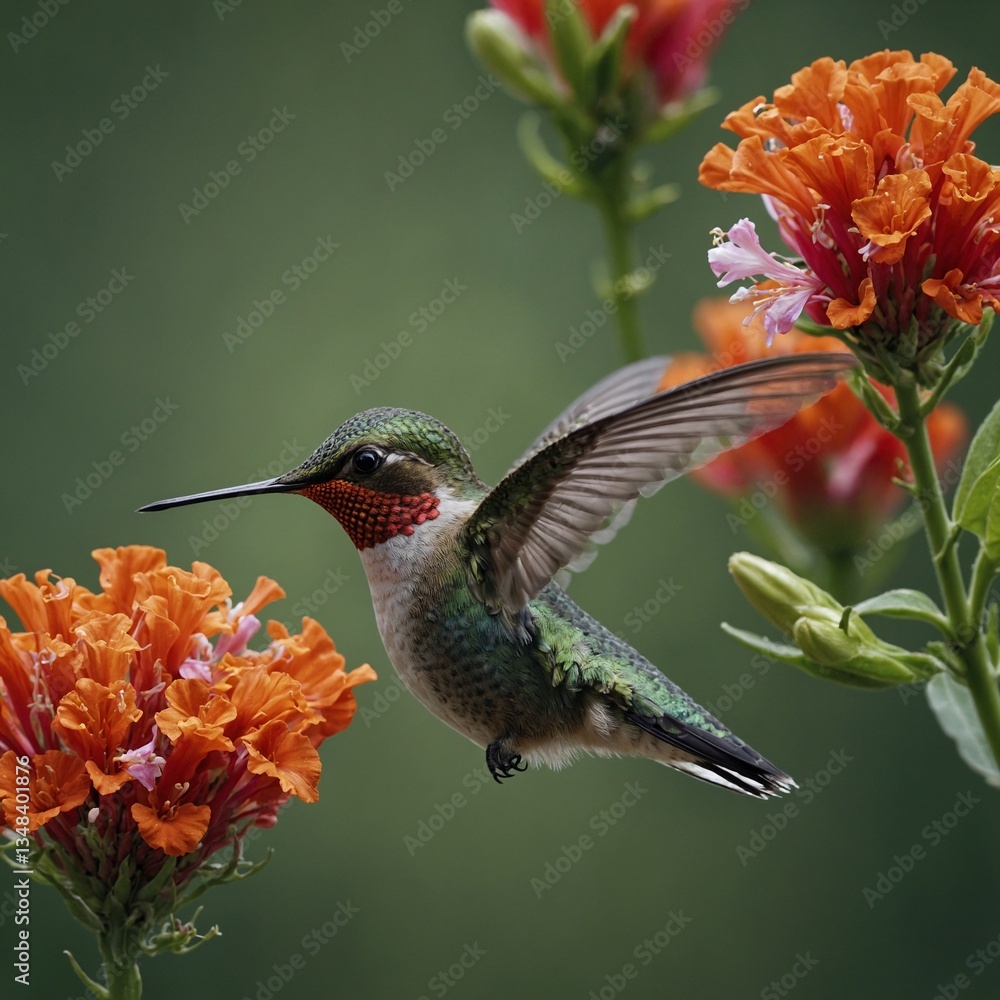 Fototapeta premium hummingbird and flower