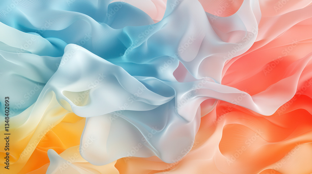 Obraz premium Soft pastel colored abstract background with flowing, translucent fabric like textures creating dreamy and smooth gradient
