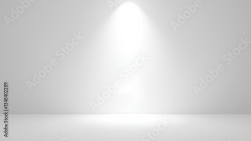bright spotlight illuminates minimalistic, empty space, creating serene and focused atmosphere. soft light enhances simplicity of surroundings, evoking sense of calm and clarity
