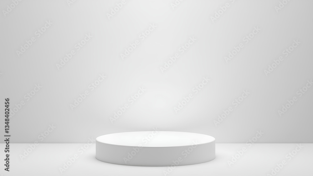 minimalist display platform is set against clean, white background, creating serene and modern atmosphere. soft lighting highlights circular shape, making it ideal for showcasing products or art minimalist display platform is set against clean, white background, creating serene and modern atmosphere. soft lighting highlights circular shape, making it ideal for showcasing products or art