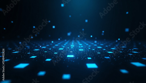 Futuristic Blue Pixel Grid on Dark Background
