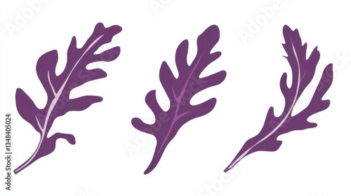 Stylized arugula leaves in purple, artistic and expressive High quality illustration --chaos 10 --ar 16:9 --style raw --stylize 10 --v 6.1 Job ID: 4725554c-591d-44c7-b83d-2c38eb279b17