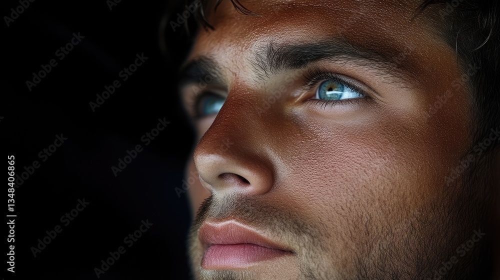 Obraz premium Close-up portrait of a young man with thoughtful expression