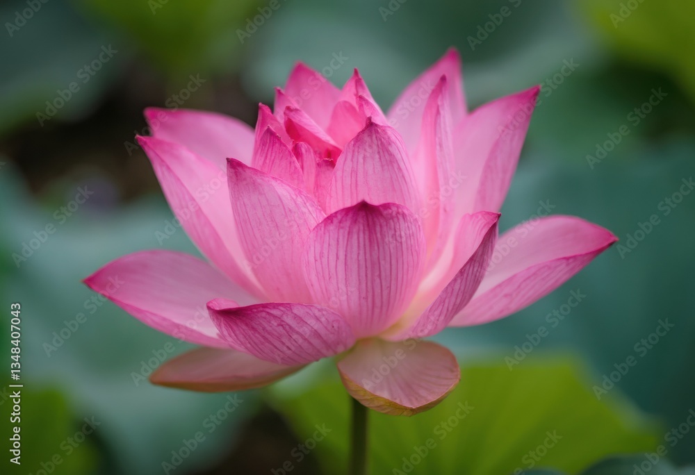 Beautiful Pink Lotus Flower in a Wavy Water Surface Beautiful Pink Lotus Flower in a Wavy Water Surface