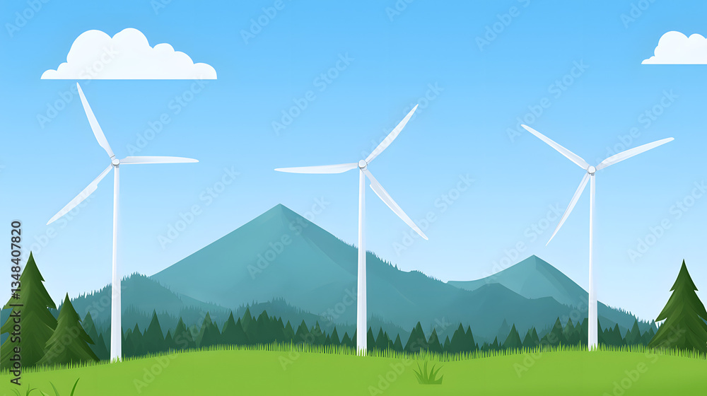 Landscape with renewable and sustainable energy sources such as wind turbines, solar panels, and green fields, promoting eco-friendly energy solutions and environmental sustainability.
Landscape with renewable and sustainable energy sources such as wind turbines, solar panels, and green fields, promoting eco-friendly energy solutions and environmental sustainability.