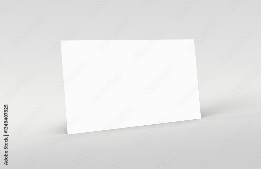 Business card mockup 3d render, copy space concept. Blank name card isolated on gray background, for mock up, front view layout.