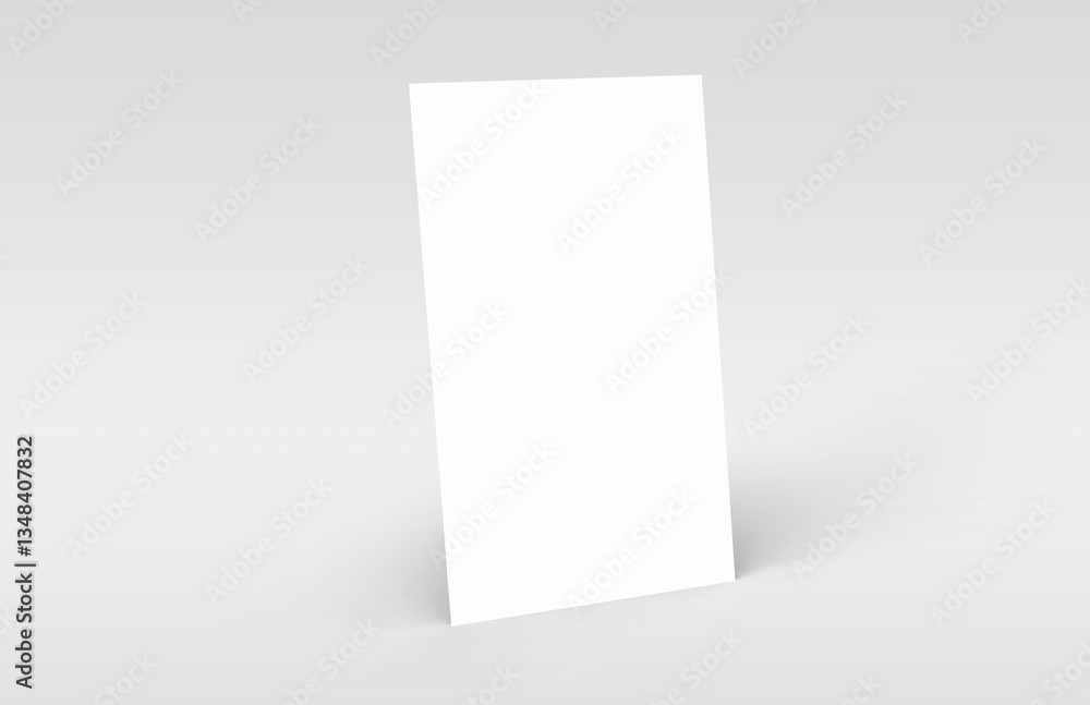 Business card mockup 3d render, copy space concept. Blank name card isolated on gray background, for mock up, front view layout.