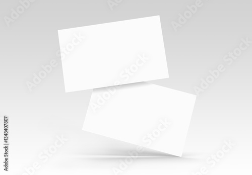 Obraz na płótnie Business card mockup 3d render, copy space concept with two blank name card isolated on gray background, for mock up, front view layout. w salonie