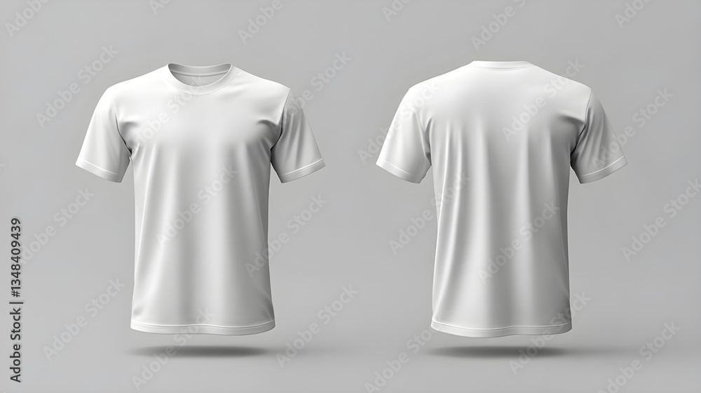 T-shirt mockup. White blank t-shirt front and back views. male clothes wearing T-shirt mockup. White blank t-shirt front and back views. male clothes wearing