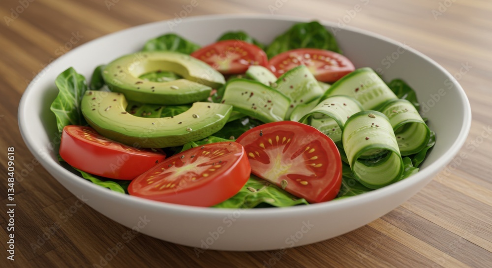 Fresh Tomato and Cucumber Salad in White Bowl Fresh Tomato and Cucumber Salad in White Bowl