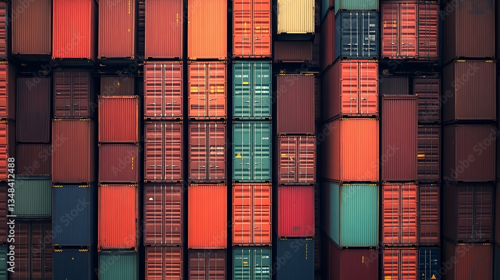 Obraz premium Colorful Stack of Cargo Containers