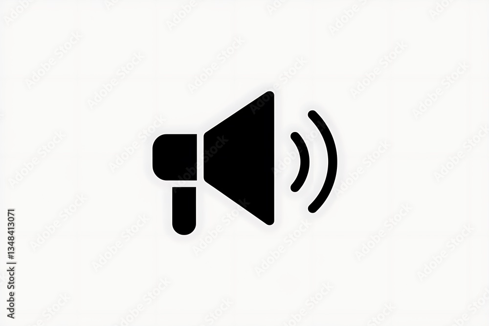 The Black and White Megaphone Icon Represents Loud Announcement The Black and White Megaphone Icon Represents Loud Announcement