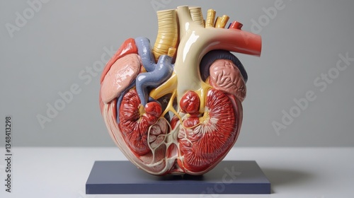 Detailed Anatomical Model of a Human Heart with Surrounding Organs and Vessels photo