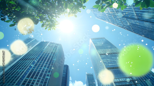 Business and financial skyscraper buildings concept, showcasing modern architecture and urban development in a bustling metropolis.
