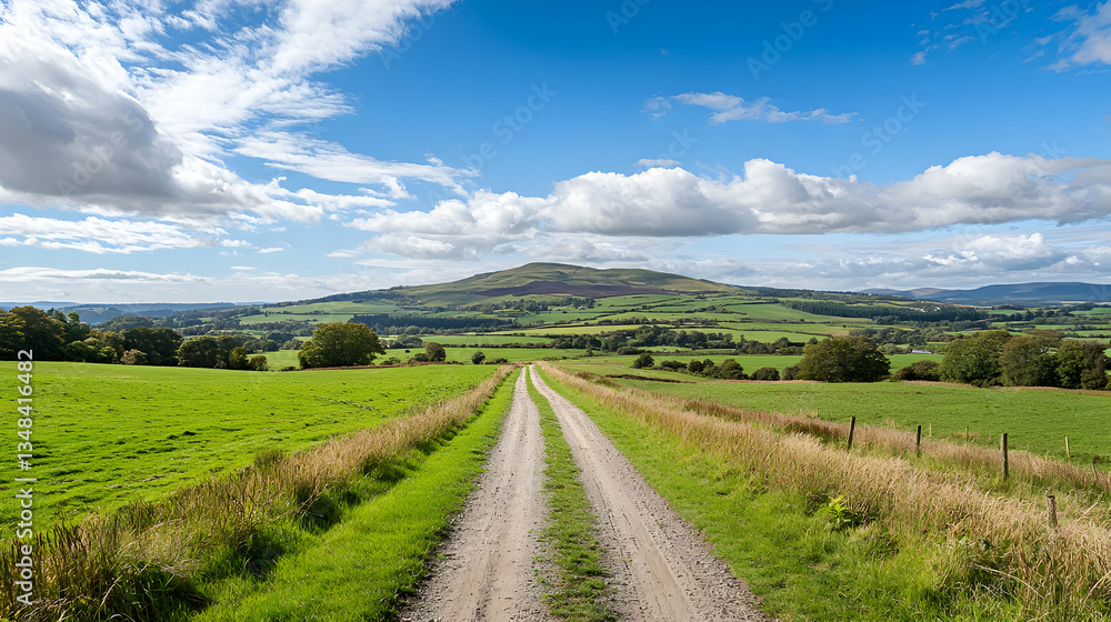 Green Field And Dirt Road Leading To Distant Mountain Under Blue Cloudy Sky During Daytime Green Field And Dirt Road Leading To Distant Mountain Under Blue Cloudy Sky During Daytime