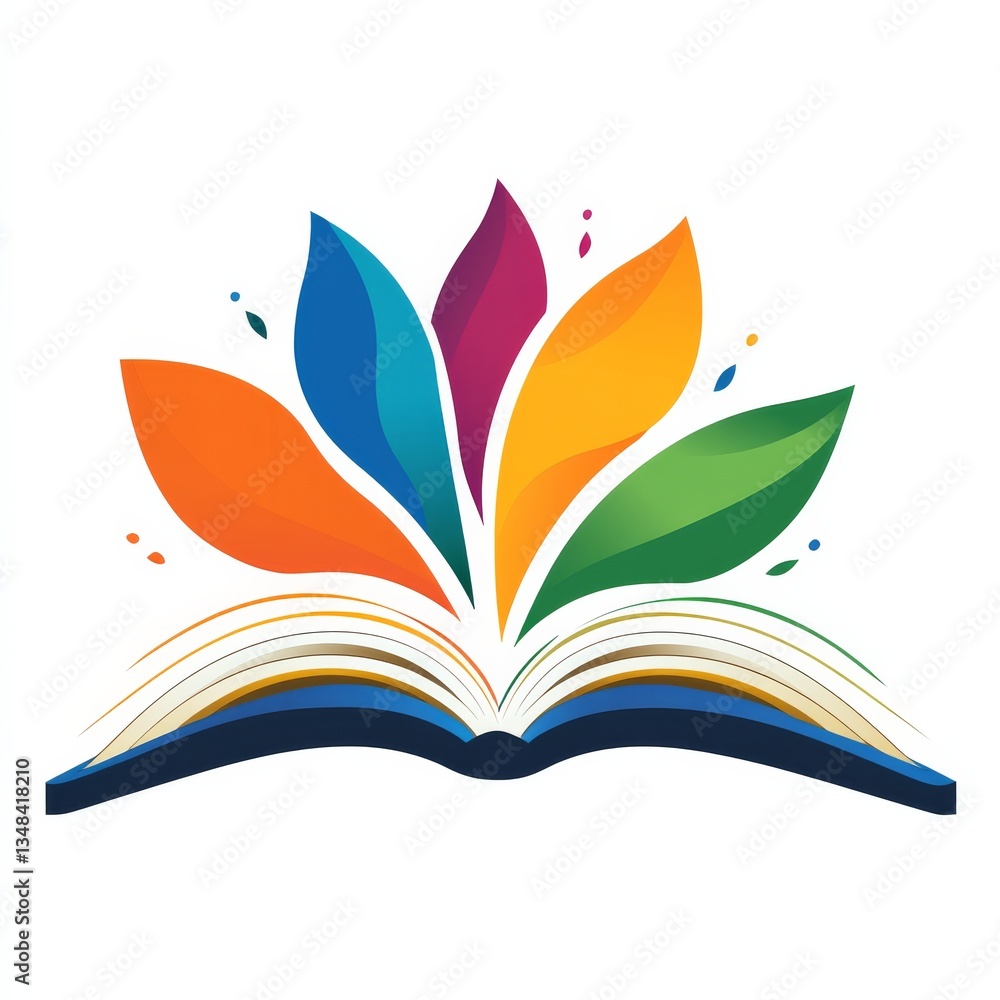 Fototapeta premium Open Book with Colorful Leaves: A Symbol of Knowledge, Growth, and Inspiration from Education 