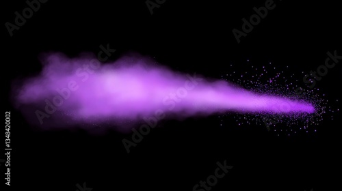 Purple Cosmic Dust and Stardust Trail in Dark Space: Abstract Smoke Effect Background, Nebula Cloud Texture, Energy Burst, Glowing Purple Nebula, Vibrant Smoke Plume, Cosmic Powder Explosion