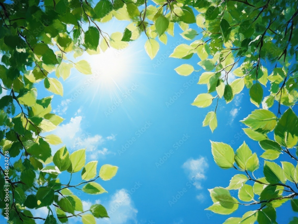 Green Leaves Summer Sunlight Blue Sky Green Leaves Summer Sunlight Blue Sky
