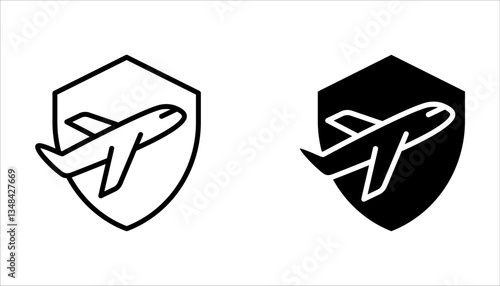 Travel insurance icon. Protection of air travel, insurance sign web sign. on white background
