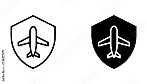 Travel insurance icon. Protection of air travel, insurance sign web sign. on white background