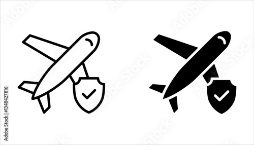 Travel insurance icon. Protection of air travel, insurance sign web sign. on white background