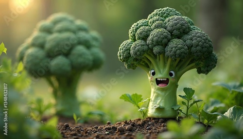 Wallpaper Mural Happy Broccoli Character in Garden Setting Torontodigital.ca