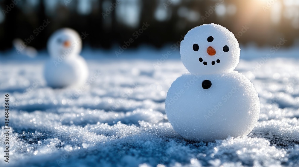 Two snowmen in a snowy landscape Two snowmen in a snowy landscape