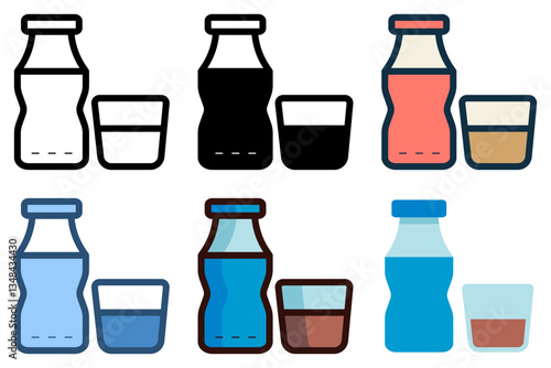 soda bottle with glass icon vector illustration