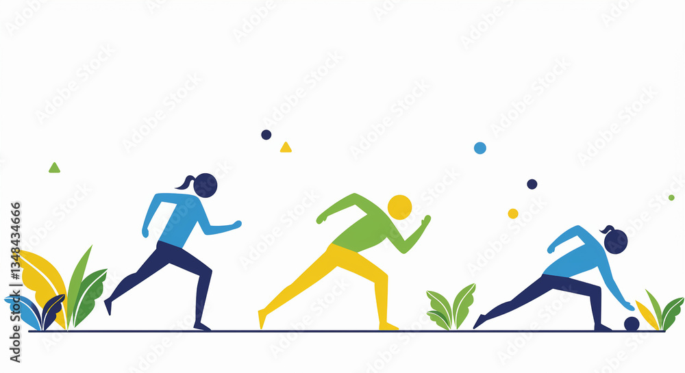Obraz premium Dynamic Silhouette of Runners in Motion – Sports and Fitness Concept