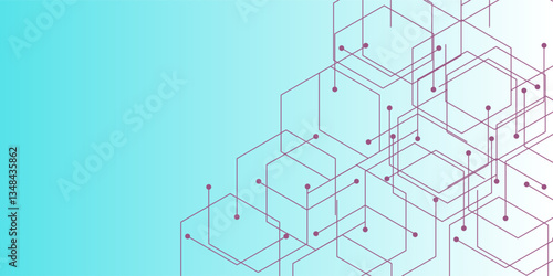 Vector banner design, white background with hexagon pattern