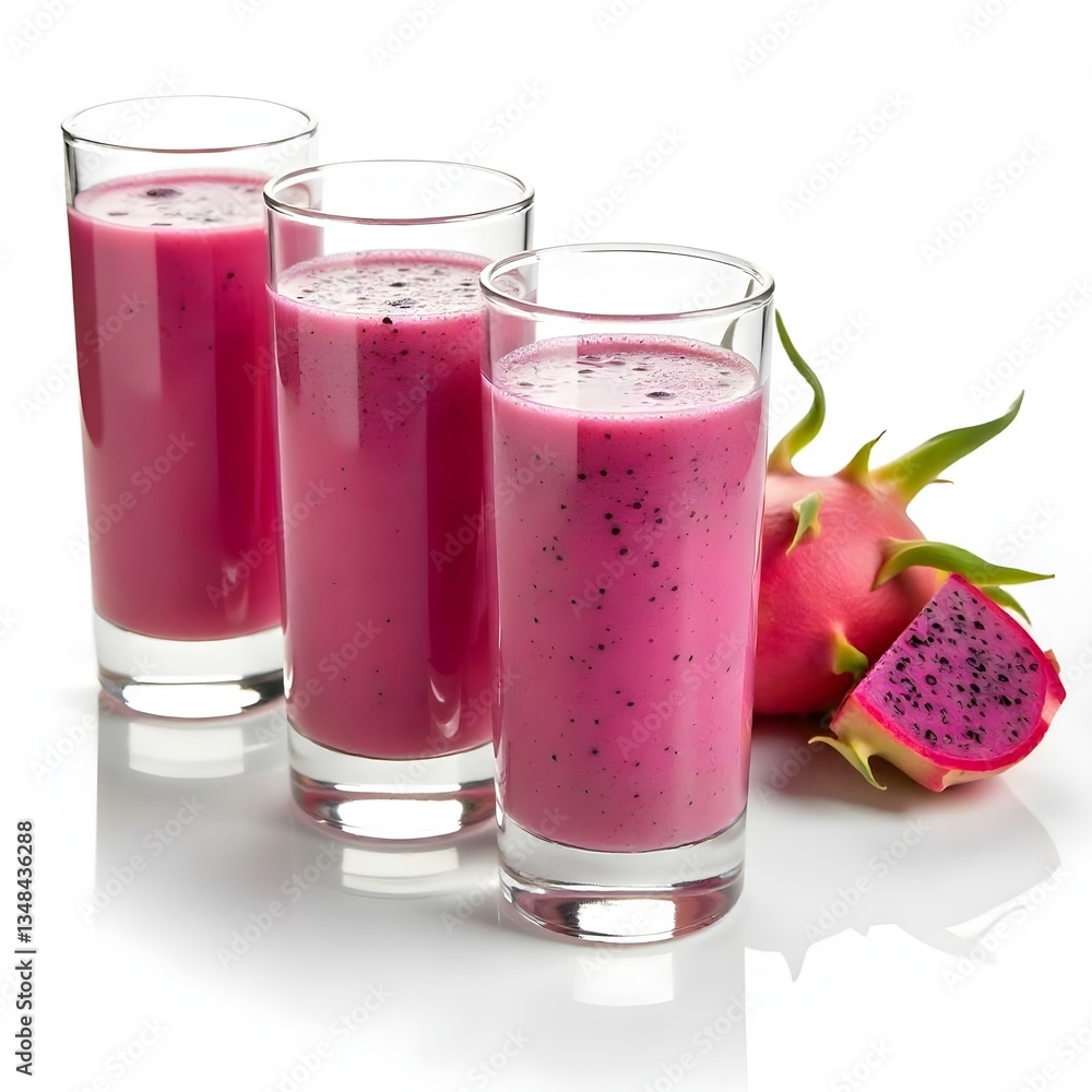Refreshing Dragon Fruit Juice with Fresh Garnishes Refreshing Dragon Fruit Juice with Fresh Garnishes